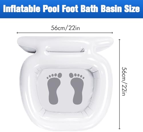 Inflatable Pool Foot Bath Basin, Portable Foldable Foot Wash Bath Basin for Soaking Feet, Beach, Hot Tub Spa, Above & In-Ground Swimming Pool Entry Ladder (White) - Image 2