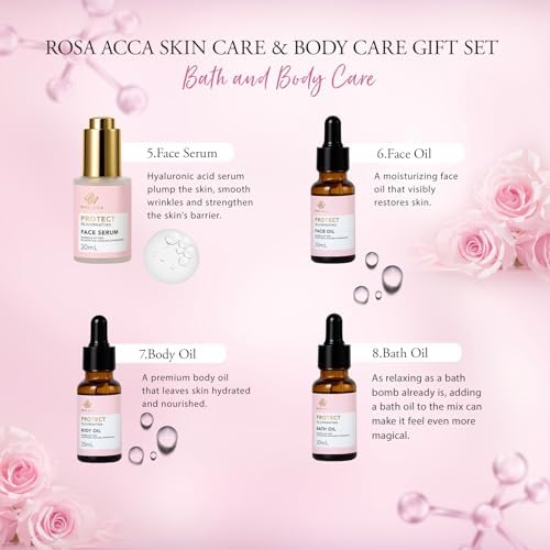 Mother's Day Gifts for Mom, Rose 23 Pcs Facial Skin Care Set, Bath and Body Gifts Basket Set for Women, Home Spa Set, Self-Care Set, Face Oil, Birthday, Christmas, Valentines, Girlfriend, Anniversary - Image 4