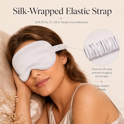 Silk Sleep Mask Light Blocking Luxury 100% Mulberry 19mm Silk Eye Mask Eye Cover Blindfold Ultra Soft Light & Comfy Anti Aging Skin Care with Travel Bag Gift Package - Image 4