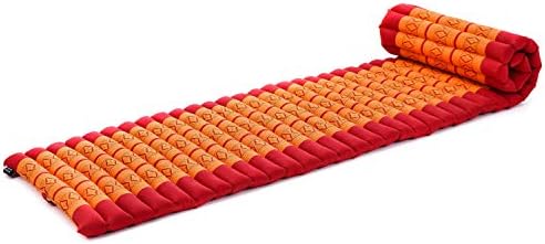 Leewadee - Foldable Floor Mattress - Japanese Roll Up Futon -Trifold Tatami Mat- Guest Floor Bed - Camping Mattress - Thai Massage Mat, Kapok Filled, 75 x 20 inches, Orange Red by Leewadee