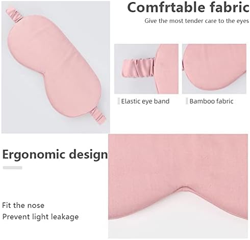 HBHLFZ Sleep Mask 2 Pack - Bamboo Viscose Fiber Sleeping Eye Mask - with Elastic Band/Headband - Comfort Sleeping Shade - for Nighttime Sleeping, Traveling & Napping（Pink） - Image 3