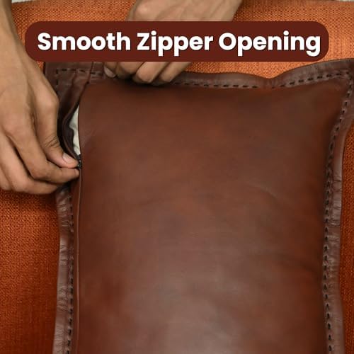 LL LEATHER LOVERS Genuine Lambskin Leather Pillow Cover, 22x30 Inch Case for Lumbar Throw Couch Pillows, Thick & Soft Cushion Covers for Sofa Bed Home Decor (Dark Brown & Black Box Pack of 1) - Image 5