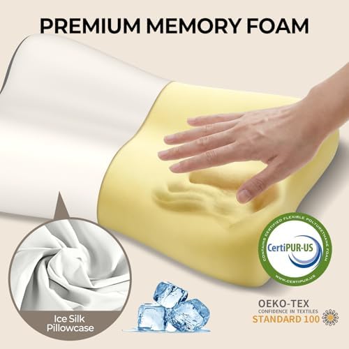 Polovo Cervical Neck Pillow - Ergonomic Side Sleeper Pillow for Pain Relief, Contour Memory Foam Pillows for Deep Sleep, Orthopedic Cooling Pillow Bed Pillow for Side Back Stomach Sleepers(White&Grey) - Image 4