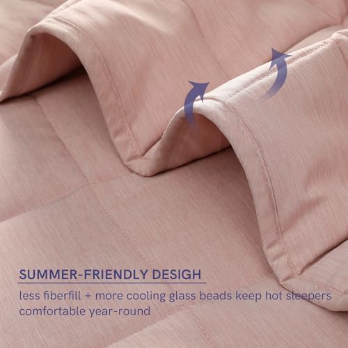 YnM Cotton King Size Weighted Blanket for Adults (88x104 Inches, 20 Pounds, Light Grey), Smallest Compartments with Cooling Glass Beads,Heavy Blanket for Two Persons of 90~160lbs on Queen or King Bed - Image 4