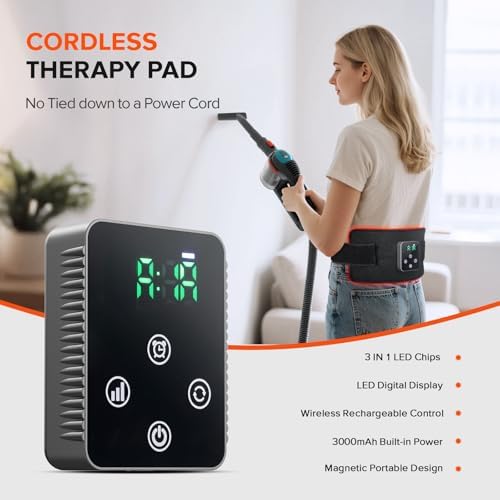Cordless Red Light Therapy Belt, 3000mAh Battery Rechargeable Magnetic LED Screen Controller, Portable & Cordless, 12.4" * 5.7" Cordless Infrared Red Light Therapy for Body Back Knee Leg - Image 3