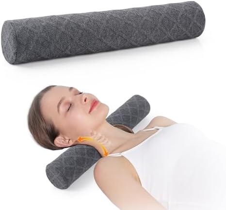 Cozyhealth 3.1" H Small Cervical Roll Pillow, Medium Soft Memory Foam Neck Round Pillow Cylinder Bolster Pillow for Sleeping, Round Neck Support for Bed, Legs, Back and Yoga (Grey, Small - 3.1" H) by Cozyhealth