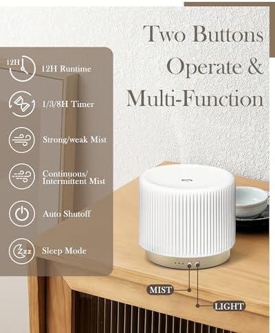 Essential Oil Diffuser - 280ml Ceramic Diffuser for Large Room & Commercial Use, 2.4MHz Aromatherapy Diffuser with Cool Mist Humidifier & Night Light, Ideal for Bedroom, Office, Yoga, Spa, Gifts - Image 2