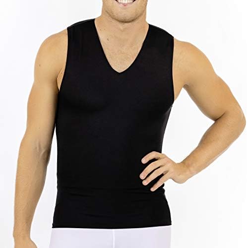 Insta Slim Mens Compression Sleeveless V Neck Muscle Shirt- Slimming Body Shaper Undershirt - Image 4