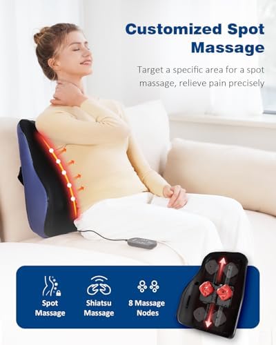 KNQZE Back Massager for Pain Relief Deep Tissue, Shiatsu Walking Massage with Heat for Neck, Shoulder, Leg, Rolling Lower Back Massager for Chair with 3 Intensities, Gifts for Men Women Mom Dad - Image 3