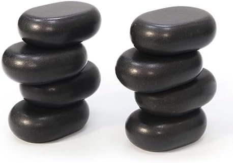 Master Massage Large Flat Ovular Basalt Hot Stone Set – 8-Piece Pack (3" x 2" x 1") for Professional Spa and Massage Therapy, Relaxation by MasterMassage