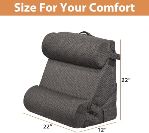 BIEEZZK 4PCS Wedge Pillow Set for After Surgery, Back Pillow for Bed Sitting up, 9&12inch Adjustable Memory Foam Bed Wedges, Pillow Wedge for Acid Reflux, Back Pain Relief, Snoring, Dark Grey - Image 5