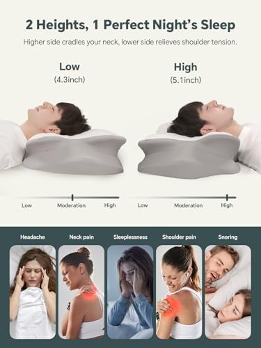 Cervical Neck Pillow for Sleeping, Ergonomic Side Sleeper Pillows for Adults, Cooling Neck Support Pillow for Neck and Shoulder Pain Relief (1 Pack) - Image 5