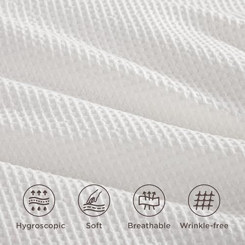 Bedsure PureWoven Cotton Waffle Duvet Cover Set with Fitted Sheet, Queen - Image 4