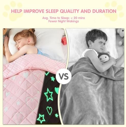 yescool Weighted Blanket 10 Pounds Weighted Lap Blanket, Pink Glow in The Dark Heart Twin Blanket, Warm Minky Weighted Throw Blanket Gifts for 80-110lbs, 40"x60" - Image 2
