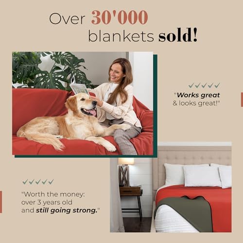 Waterproof Blanket for Bed & Couch Protection, Reddish/Green, 80"x90" - Image 4