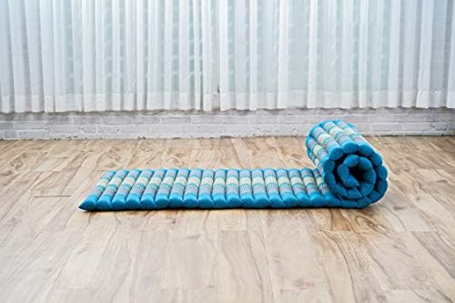 Leewadee - Foldable Floor Mattress - Japanese Roll Up Futon -Trifold Tatami Mat- Guest Floor Bed - Camping Mattress - Thai Massage Mat, Kapok Filled, 75 x 20 inches, Light Blue - Image 6