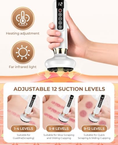 Lymphatic Drainage Massager Electric Cupping Massager with Heat Vibration and Red Light, 12 Level Suction Body Massager for Legs Arms Waist Abdomen, Rechargeable Cellulite Massage Tool for Home Use - Image 2