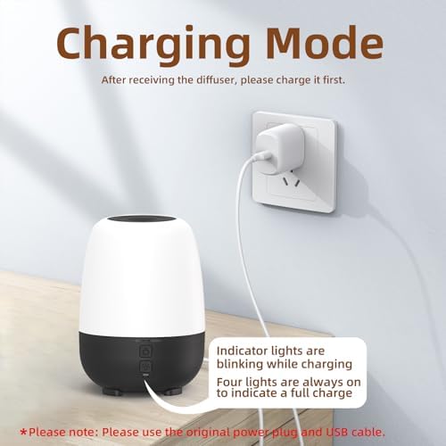 SEEDSEEL 150ML Cordless Essential Oil Diffuser, Built-in 6000mAH Rechargeable Battery, 7 Hours Run Time, 7 Colors LED Light, Portable Aromatherapy Diffuser - Image 4