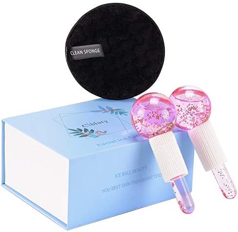 Facial Ice beauty ball- 2PC Globes Pink Facial Roller for Cold or Hot Skin Massagers Globe Durable Quartz Glass for Face and Eye Rollers Reduce Puffiness by CIBLUTY
