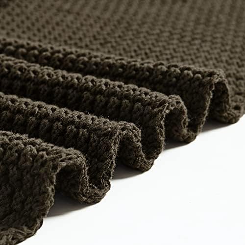 Longhui bedding 100% Cotton Knitted Throw Blanket – Dark Brown, Soft & Cozy, Machine Washable, 60"x80" – Perfect for Living Room, Couch, Sofa, Bed or Travel - Image 4