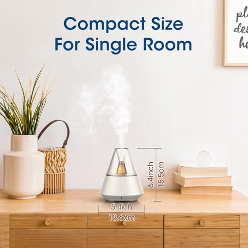 Ultrasonic Essential Oil Diffuser, 150ML Modern Aromatherapy Diffuser with Candle Light, 2 Mist Mode, Remote Control, Auto-Off, Small Cool Mist Humidifier for Home Bedroom Office Yoga, White - Image 6