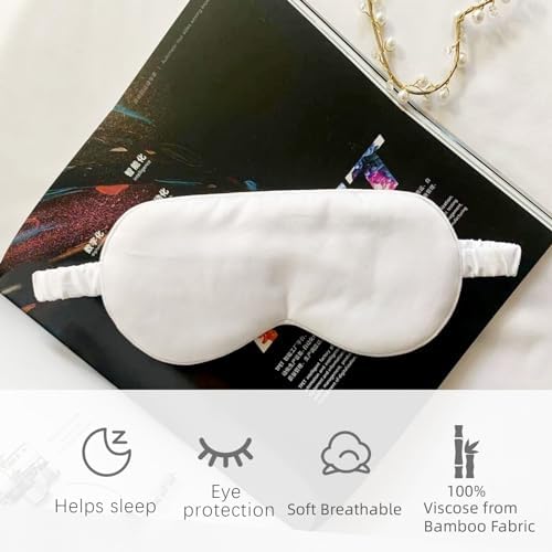 HBHLFZ Sleep Mask 2 Pack - Bamboo Viscose Fiber Sleeping Eye Mask - with Elastic Band/Headband - Comfort Sleeping Shade - for Nighttime Sleeping, Traveling & Napping（White） - Image 5