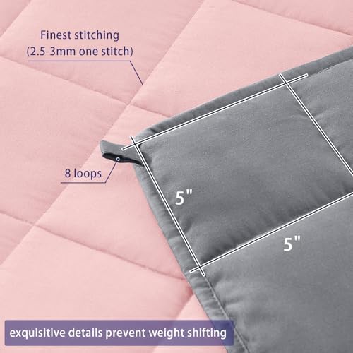 yescool 20lbs Pink Grey Weighted Blanket for Adults 60"x80", Cooling, Heavy, Breathable with Glass Beads, Queen Size, Machine Washable - Image 4