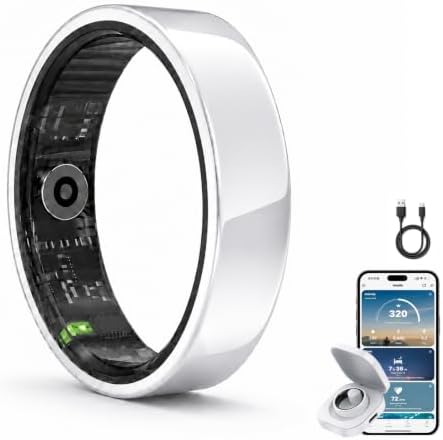 Slim Smart Ring for Women, Ceramic Health Fitness Tracker White，9# by MaxKite
