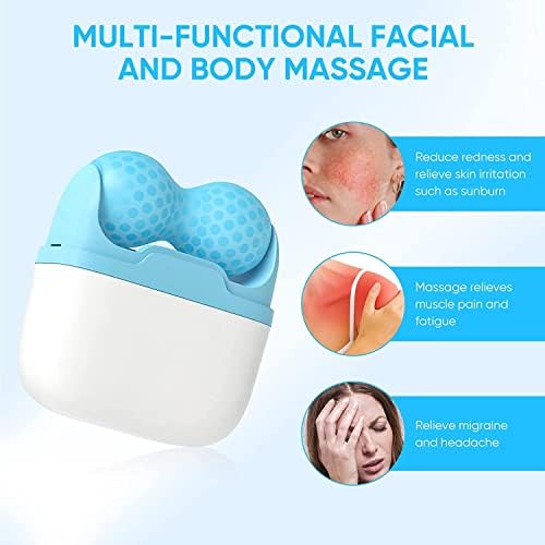 Ice Roller for Face and Eye Mini Travel Cool Facial Roller Personal Skin Care Tools with 2 in 1 Roller for Reduce Puffiness and Relief Migraine, Pain. Women Mother Gift (Blue) - Image 2