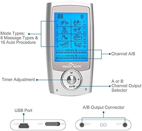 Easy@Home Rechargeable TENS Unit - EMS Muscle Stimulator - Image 3