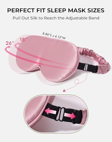 SilkSilky 100% 22 Momme Mulberry Silk Sleep Mask, Pale Mauve - Image 4