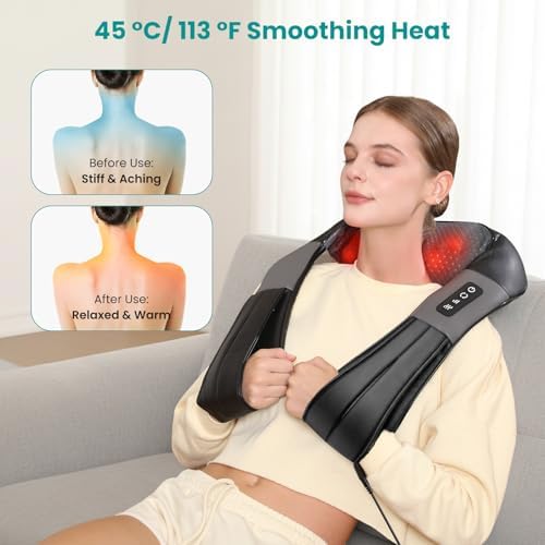 Nekteck Shiatsu Neck Massager with Heat for Pain Relief, NOT Cordless - Image 4
