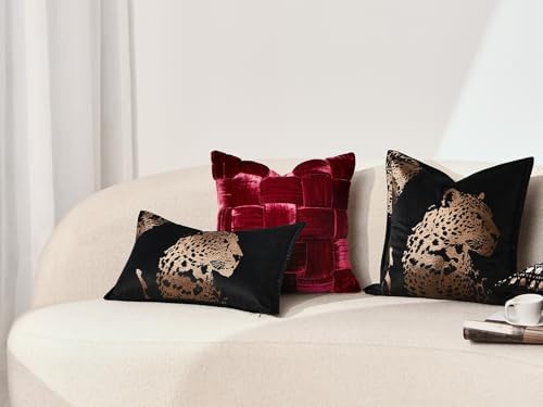 Velvet Throw Pillow Covers 18x18'', New Upgrade Brown Cheetah Leopard Embroidered Pillows Cover, Decorative Pillow Cushion Cover for Sofa Bed Bedroom Living Room - Image 5