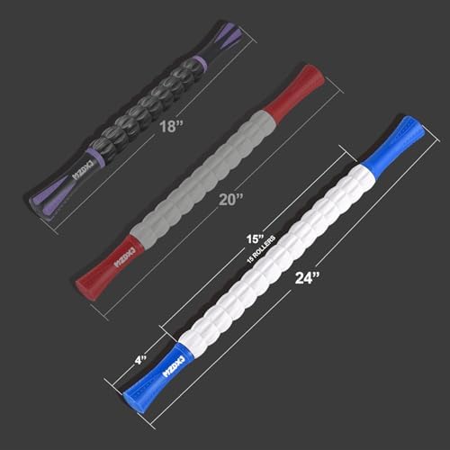 Muscle Roller Massage Roller Stick- Deep Tissue Fascia Blaster for Myofascial Pain Relief, Lymphatic Drainage & Body Sculpting, Handheld Physical Therapy & Recovery Tool (Blue White) - Image 5