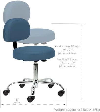 EARTHLITE Pneumatic Massage Salon Drafting Stool - No Leaking (vs. Hydraulic), Adjustable, Rolling, CFC-Free / Medical Spa Facial Chair - Image 2