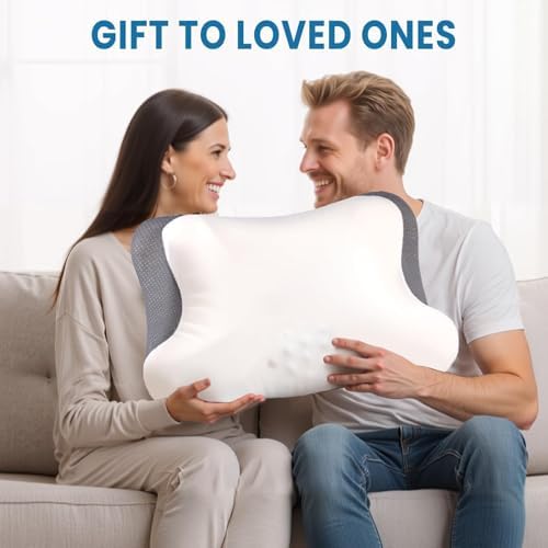 Pillow for Neck and Shoulder Support, Ergonomic Bed Pillow for Side, Back, Stomach Sleepers, White - Image 7