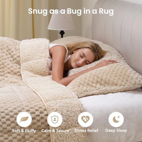Drewin 20lbs Weighted Blanket Queen Size for Adults,Beige,60 x 80 inches - Image 3