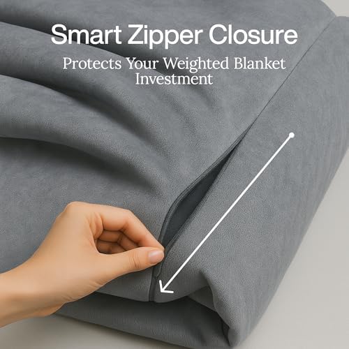 HomeSmart Duvet Cover for Weighted Blankets Queen Size, Grey - Cover Only - Image 5