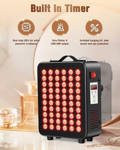 Red Light Therapy, Dual Chip Clinical Grade Infrared red Light Therapy Device with 660nm 850nm High Power Panel for Face and Body Recovery, Improve Sleep, Skin Health - Image 5