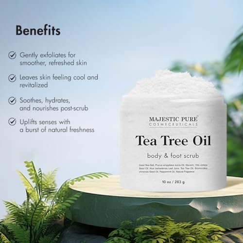 MAJESTIC PURE Tea Tree Foot & Body Scrub with Tea Tree Oil, Exfoliating Salt Scrub to Exfoliate & Moisturize Skin, Deep Cleansing - 10 oz - Image 5