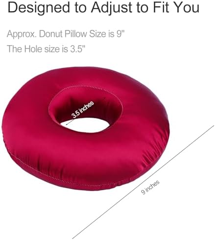 Silky Satin Piercing Pillow Ear Pillows Donut with Hole for Ear Pain CNH Piercing Pain Relief Sleeping Pressure Sore Side Sleepers Smooth Cooling Ear Guard Protector, Burgundy - Image 5
