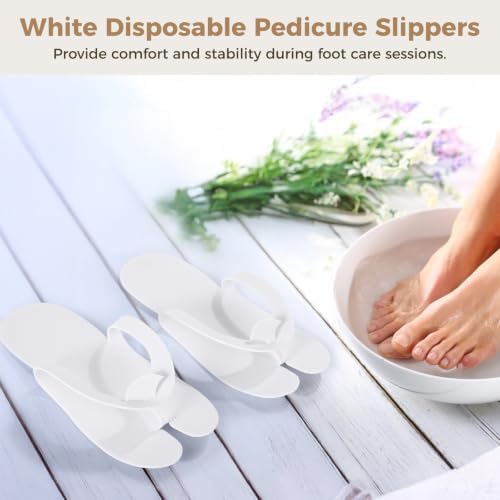 Disposable Pedicure Flip Flops Slippers Bulk,White EVA Flip-Flops Kit,SPA Pedicure Slippers for Adult,Lightweight and Easy to Wear,Ideal for Nail Salons,Hotels,Travel,Home,Party - Image 3