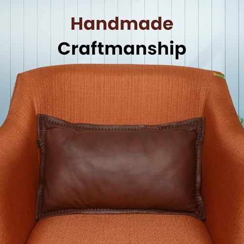 LL LEATHER LOVERS Genuine Lambskin Leather Pillow Cover, 14x22 Inch Case for Lumbar Throw Couch Pillows, Thick & Soft Cushion Covers for Sofa Bed Home Decor (Dark Brown & Black Box Pack of 1) - Image 3
