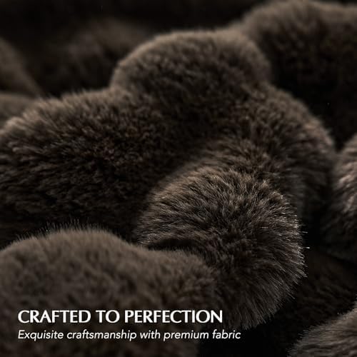 EverGrace Faux Rabbit Fur Bubble Throw Blanket, 50"x60", Dark Brown - Image 4