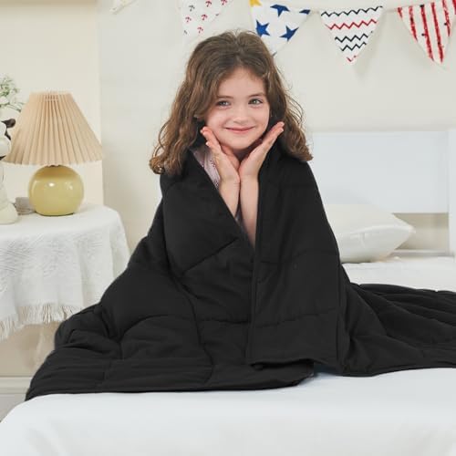 yescool Weighted Blanket (10 lbs, 41" x 60", Black) Cooling Heavy Blanket, Perfect for 90-110 lbs, Breathable Throw Blanket Gifts with Premium Glass Bead, Machine Washable by yescool