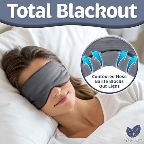 Sleep Mask - Dark Gray, 100% Viscose Derived from Bamboo - Lightweight Eye Mask with Adjustable Strap - Blackout Sleeping Blindfold for Women & Men - Comfortable Light Blocking Eye Cover - Image 6