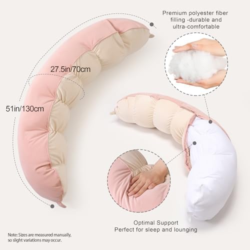 Peallow(Pat. Pend) – Long Round Body Pillow for Adults, Bolster Pillow for Sleeping, Soft and Supportive Pillow for Sleeping & Lumbar Support(Blush Pink,39") - Image 3