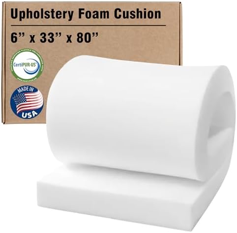 RaceCityFoam High Density Upholstery Foam (Semi Firm) 36 ILD - 6"x33"x80" by RaceCityFoam