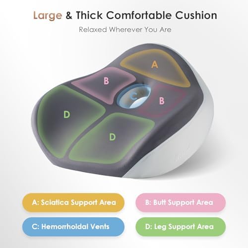 FLORICH Upgrade Large Car Seat Cushion for Long Sitting, Ergonomic Memory Foam Driving Seat Cushion for Back & Sciatica Pain Relief, Non-Slip Washable Seat Cushion for Car, Driver, Office-Gray - Image 5