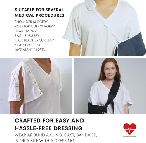 Inspired Comforts Unisex Post Surgery & Rehab V Neck Dual Access Snap Shirt - Image 3